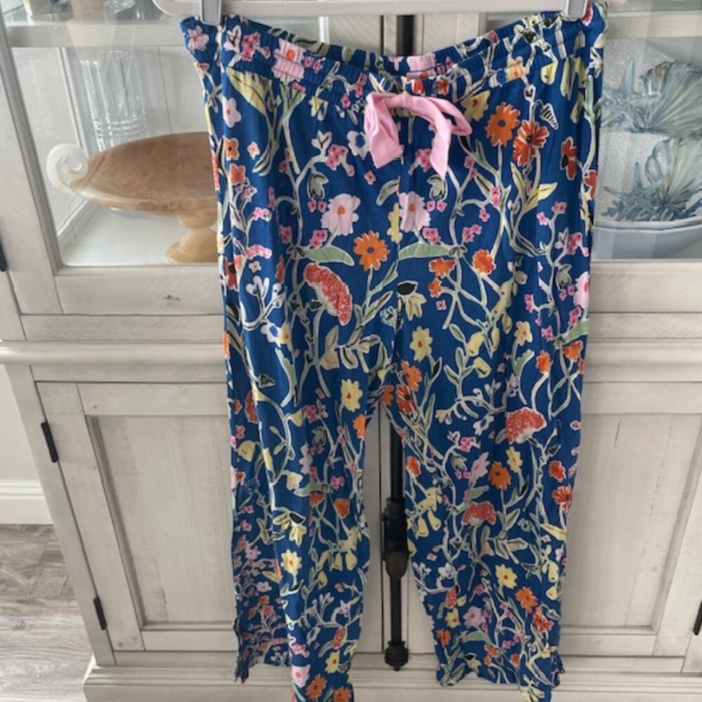 FLOREAT LOVED BY ANTHROPOLOGIE BLUE BOTANICAL PAJAMA PANTS SIZE SMALL NWT